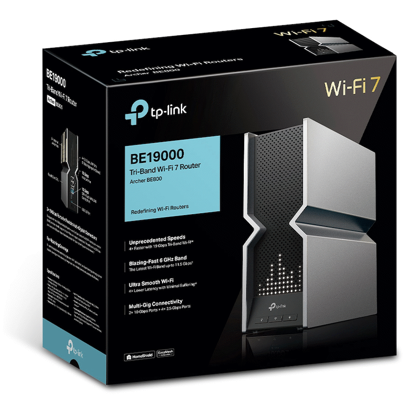 TP-Link Archer BE800 BE19000 Tri-Band Wi-Fi 7 Router