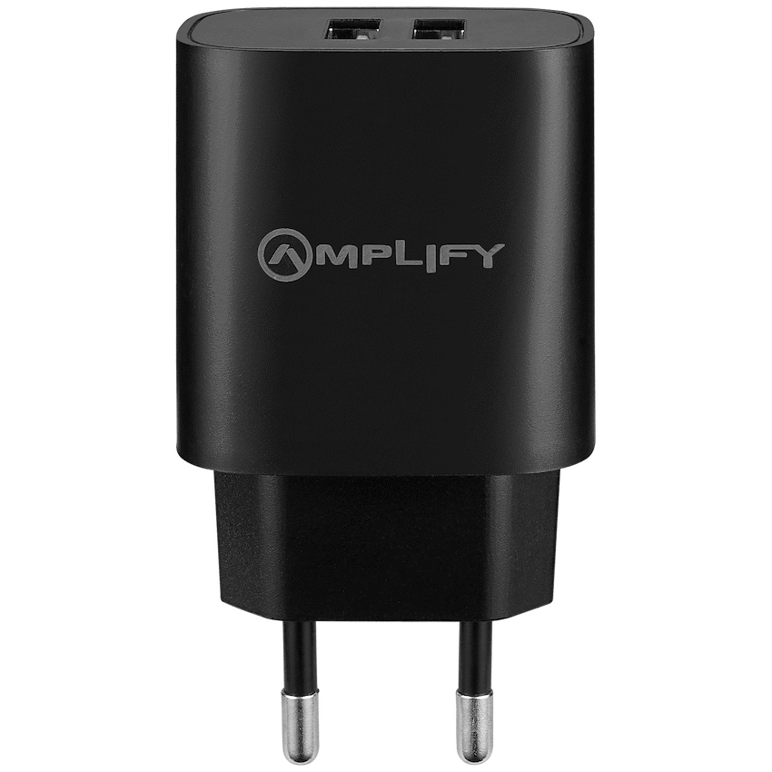 Amplify Dual USB A Wall Charger with USB A to Micro USB - Black