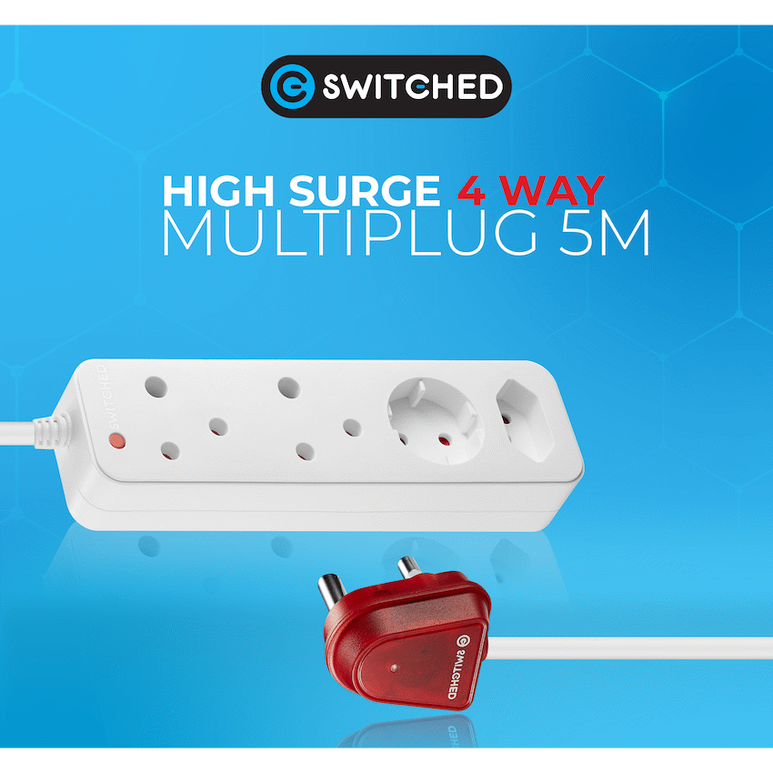 Switched High Surge 4-Way Multiplug 5m 1140J