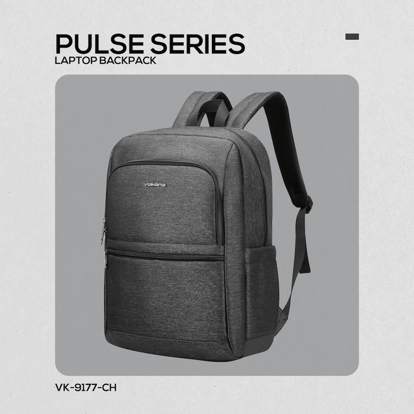 Volkano Pulse 15.6" Laptop Backpack - Charcoal