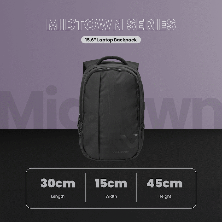 Volkano Midtown 15.6" Laptop Backpack - Black