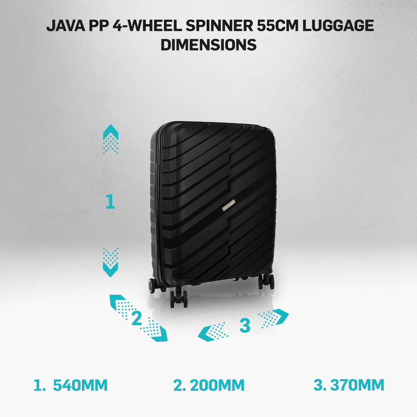 Travelwize Java PP 4-Wheel Spinner 55cm Luggage - Black