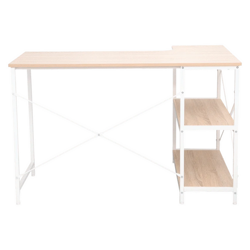 Everfurn Anthony Work Desk - Light Oak and White Frame