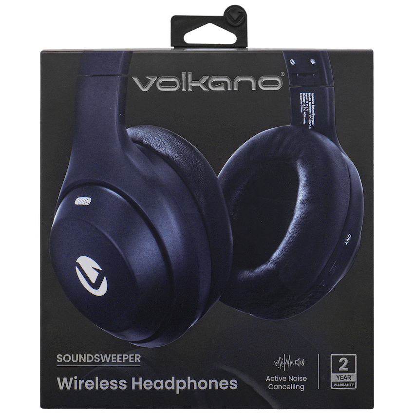 Volkano SoundSweeper Series Active Noise Cancelling bluetooth Headphones - Blue