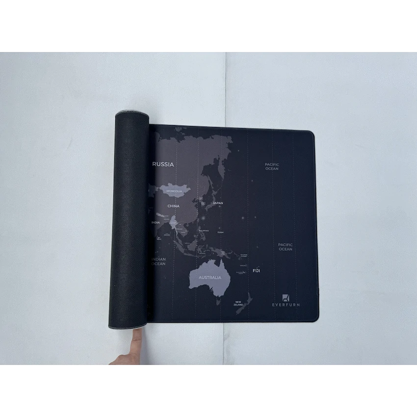 Everfurn Desk Mat - World Map - Large - Black - Non-Slip