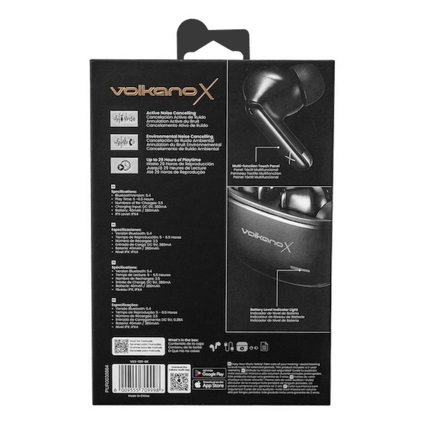 VolkanoX VXT200S Hybrid ANC TWS Earphones - Black