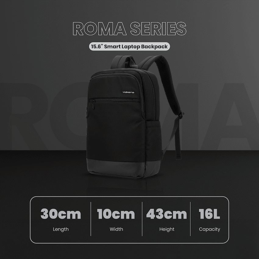 Volkano Roma 15.6" Smart Laptop Backpack - Black