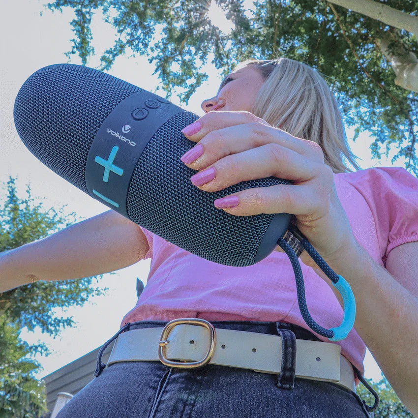Volkano Flow Series Portable Bluetooth Speaker - Blue with Blue Buttons