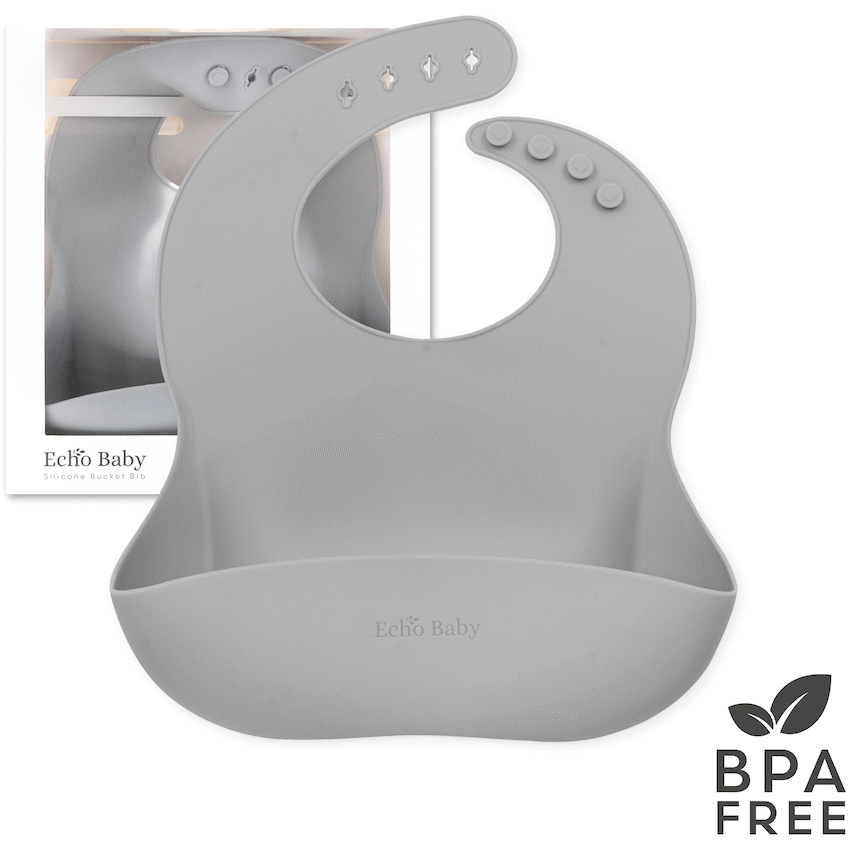 Echo Baby Silicone Bucket Bib - Stone