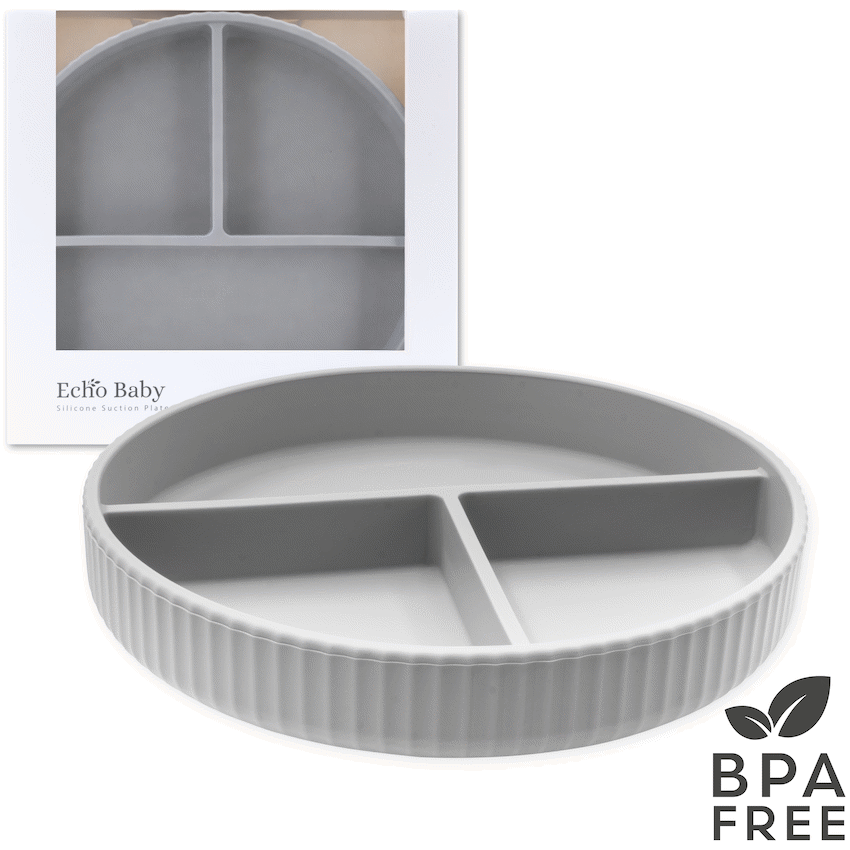 Echo Baby Silicone Suction Plate - Stone
