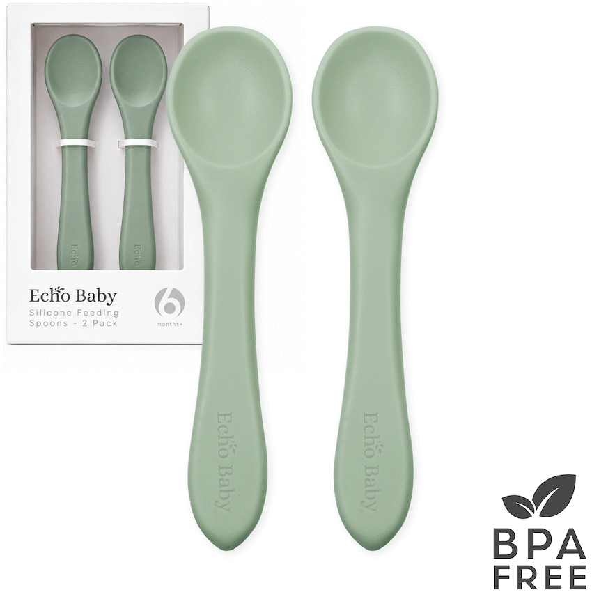 Echo Baby Silicone Feeding Spoons 2-Pack - Sage