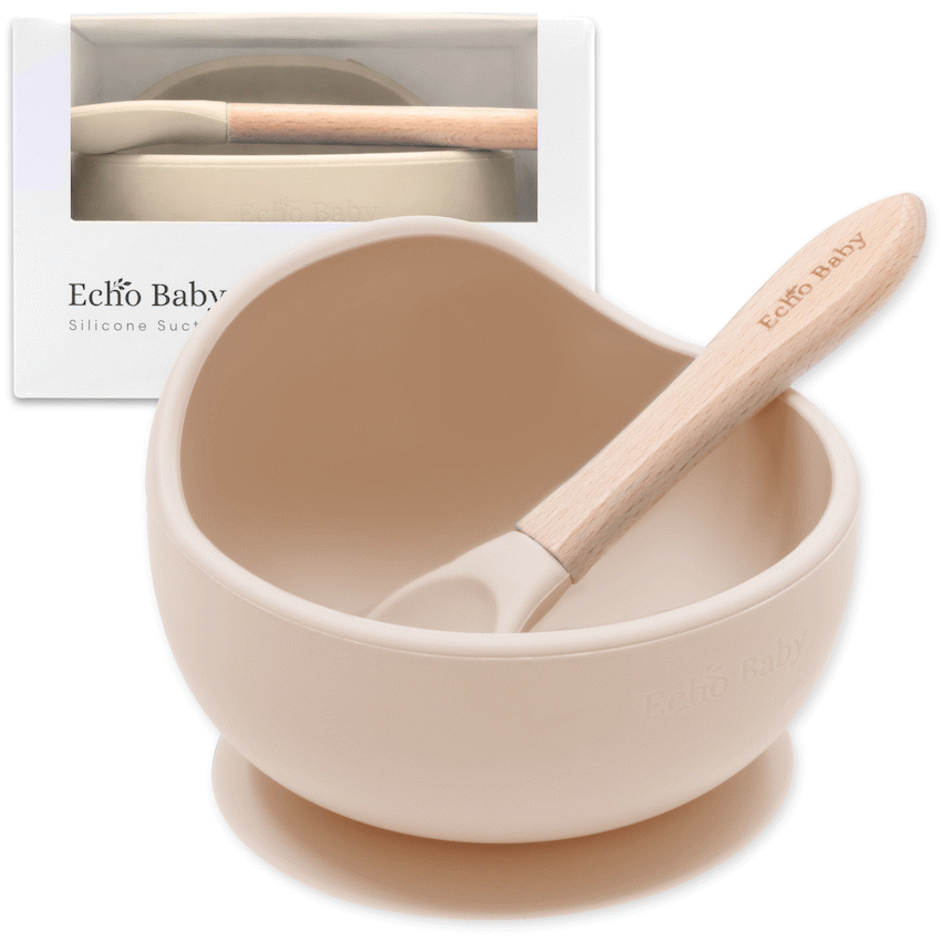 Echo Baby Silicone Suction Bowl and Spoon Set - Ivory