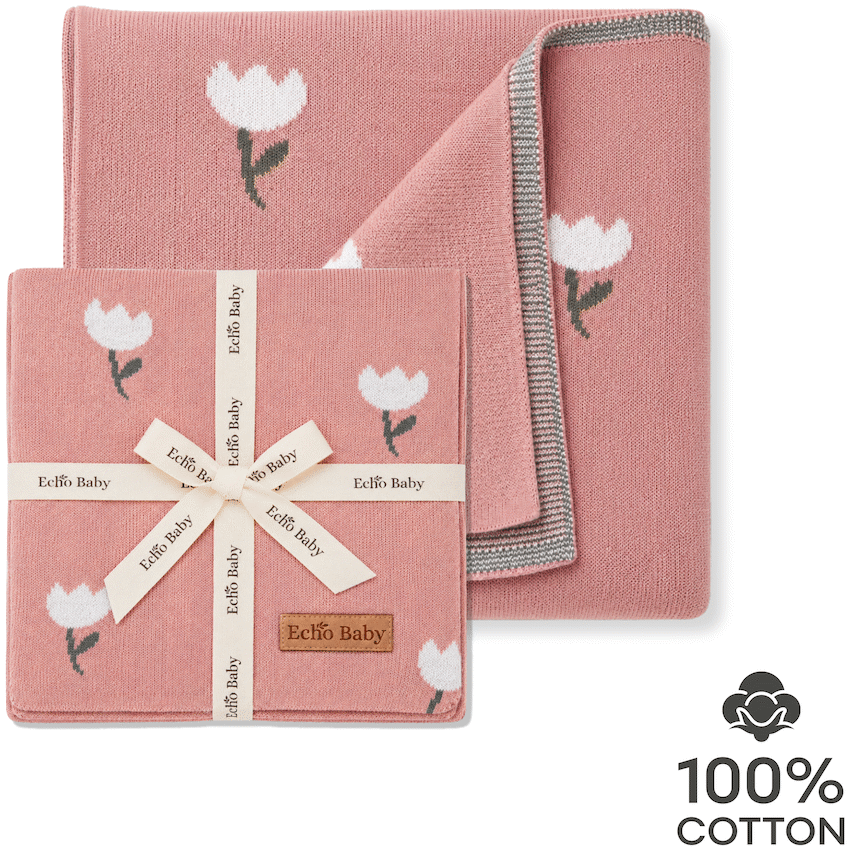 Echo Baby Knitted Blanket - Rose Pattern (Pink)