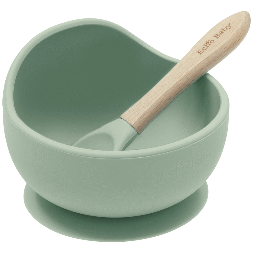 Echo Baby Silicone Suction Bowl and Spoon Set - Sage