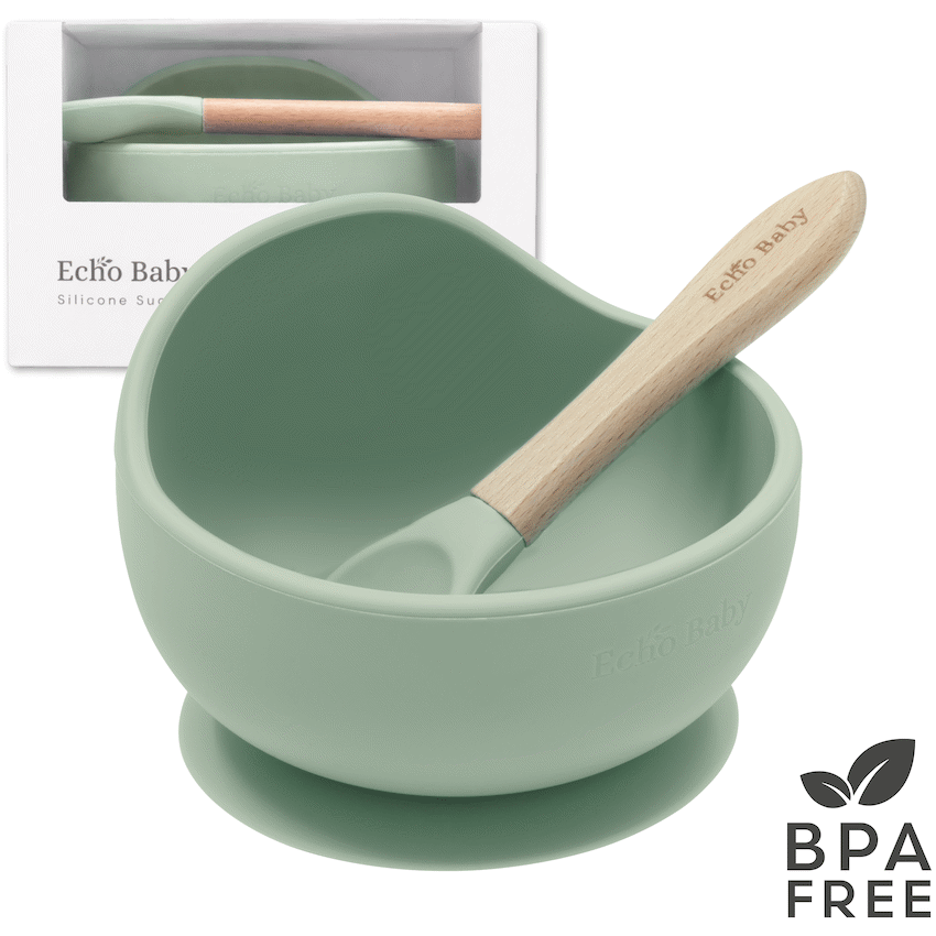 Echo Baby Silicone Suction Bowl and Spoon Set - Sage