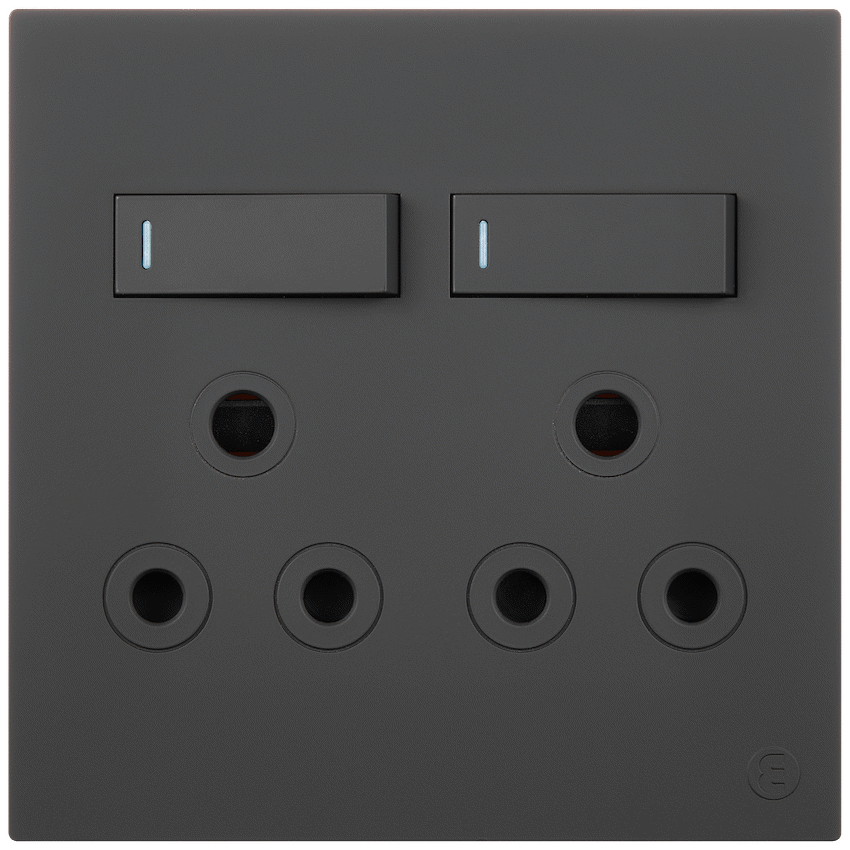 Ellies 2 Way (3 Pin) Single Switch Socket 4x4 (100mmx100mm) -BK