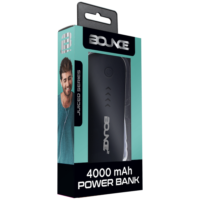 Bounce Juiced 4000mah Power Bank - Black