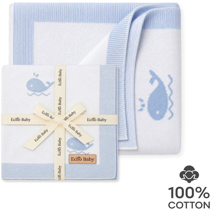 Echo Baby Knitted Blanket - Whale Pattern