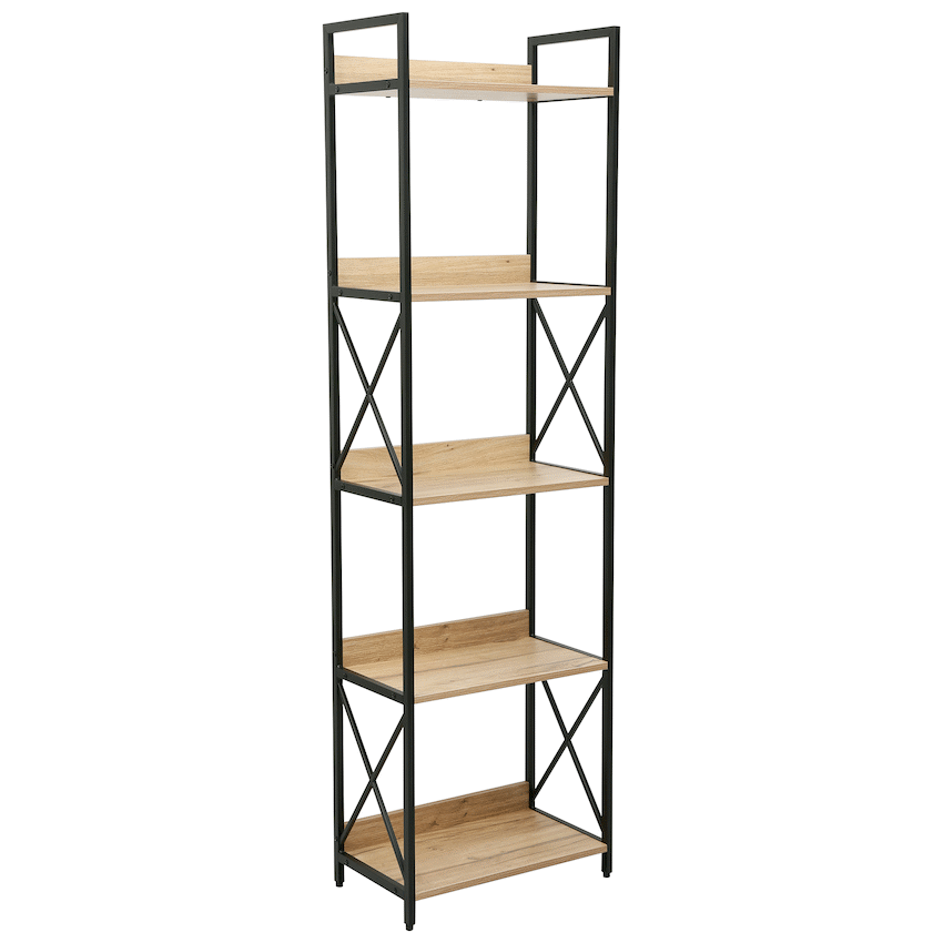 Everfurn Scandanavian Tall Bookcase with Steel Frame