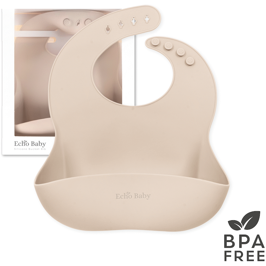 Echo Baby Silicone Bucket Bib - Ivory