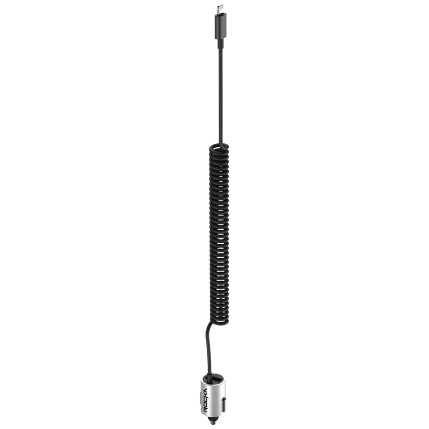 Rocka Flexi Plus Series MFI Lightning Cable with Car Charger - Black/Silver