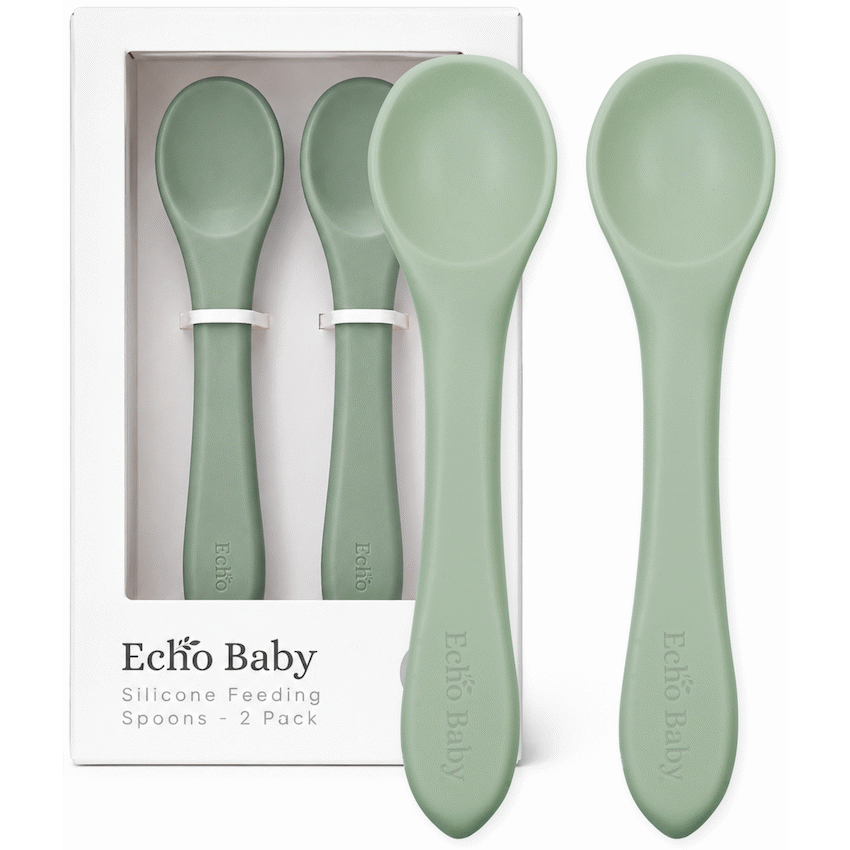 Echo Baby Silicone Feeding Spoons 2-Pack - Sage