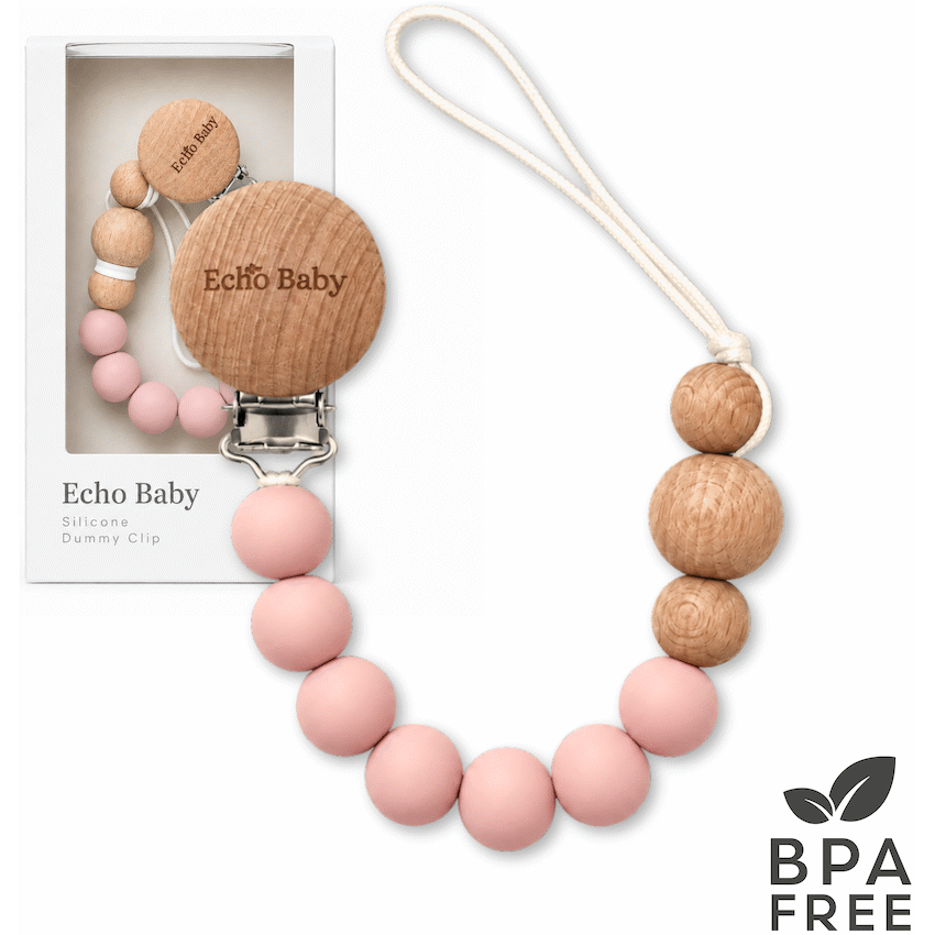 Echo Baby Silicone Dummy Clip - Rose