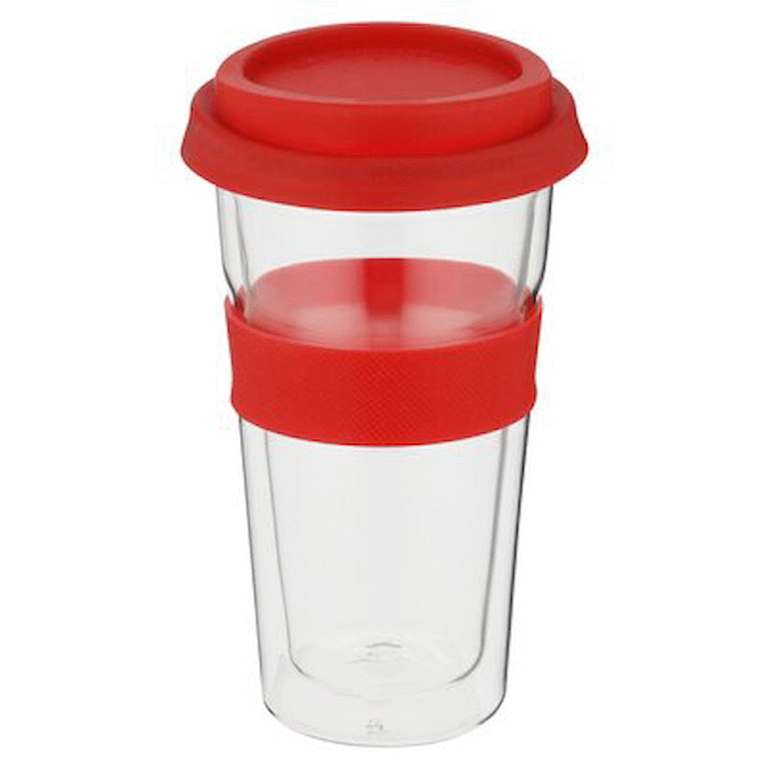Snappy Thermal Glass Tumbler 400ml Red ( Order in Qty of 6)