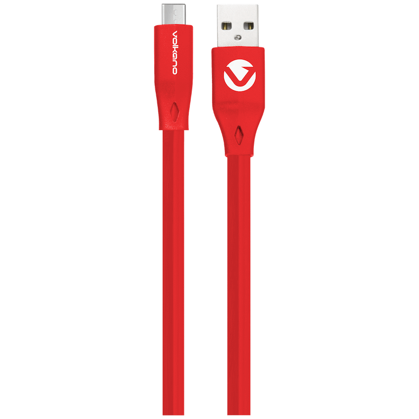 Volkano Slim Series Flat PVC Type-C Cable 1.2m - Red