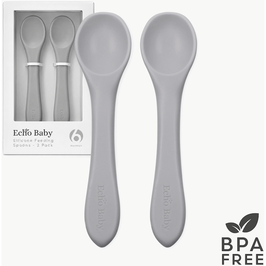 Echo Baby Silicone Feeding Spoons 2-Pack - Stone
