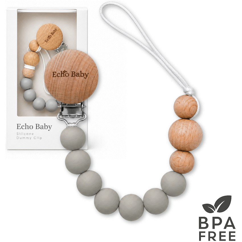 Echo Baby Silicone Dummy Clip - Stone