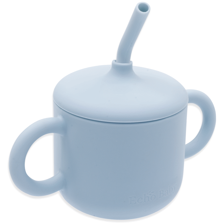 Echo Baby Silicone Training Cup with Straw - Powder Blue