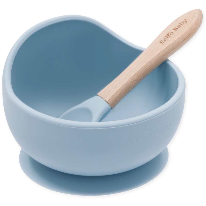Echo Baby Silicone Suction Bowl and Spoon Set - Powder Blue