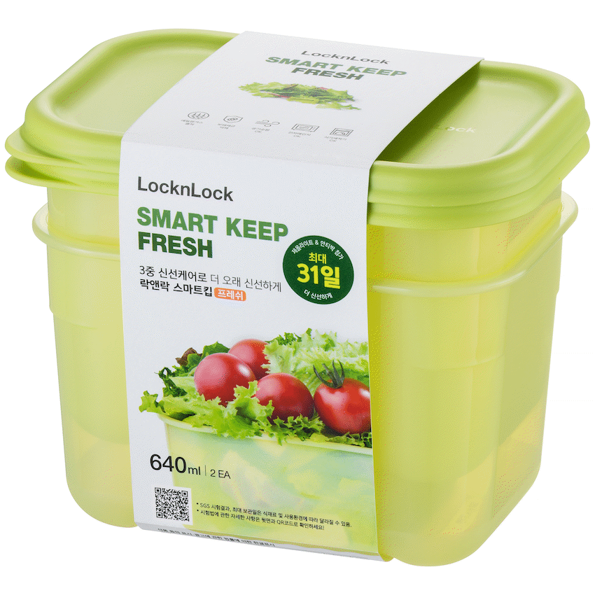 LocknLock Fresh Block rect 640ml 2pce ( Order in Qty of 12)