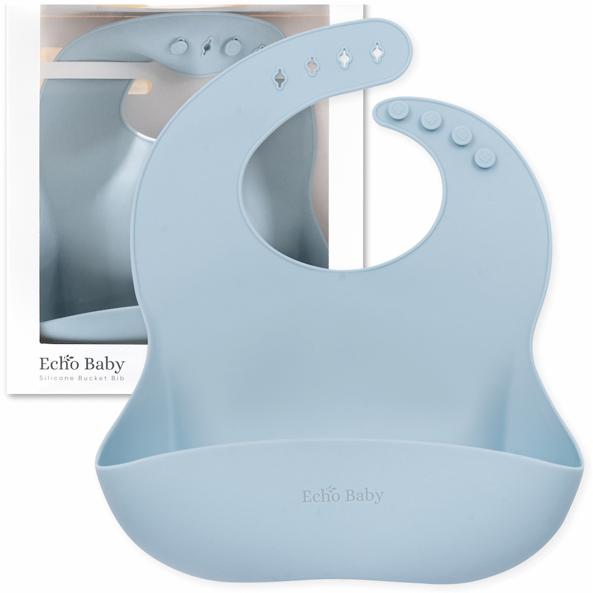 Echo Baby Silicone Bucket Bib - Powder Blue