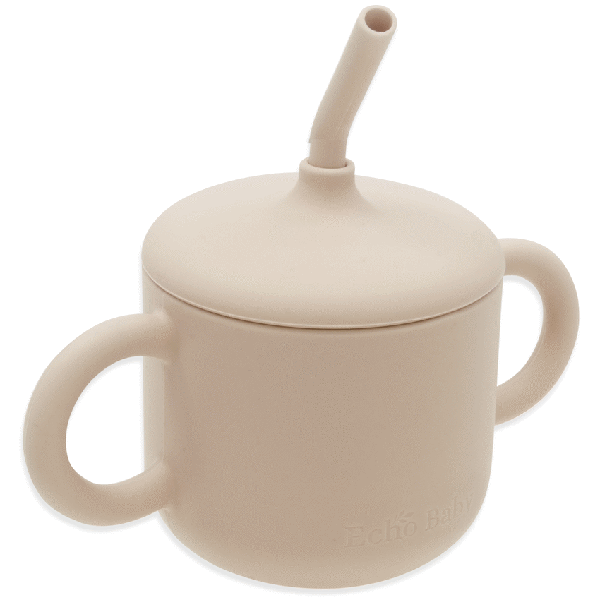 Echo Baby Silicone Training Cup with Straw - Ivory