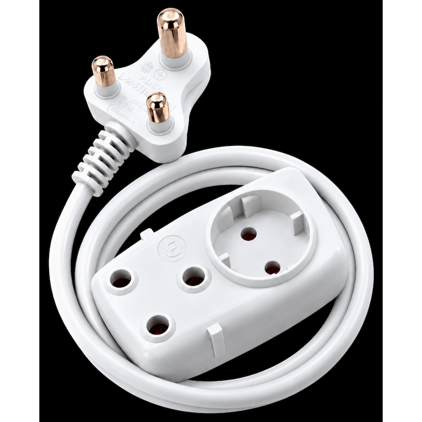 Ellies 2 way Heavy Duty Schuko Extension lead - 2M - WT