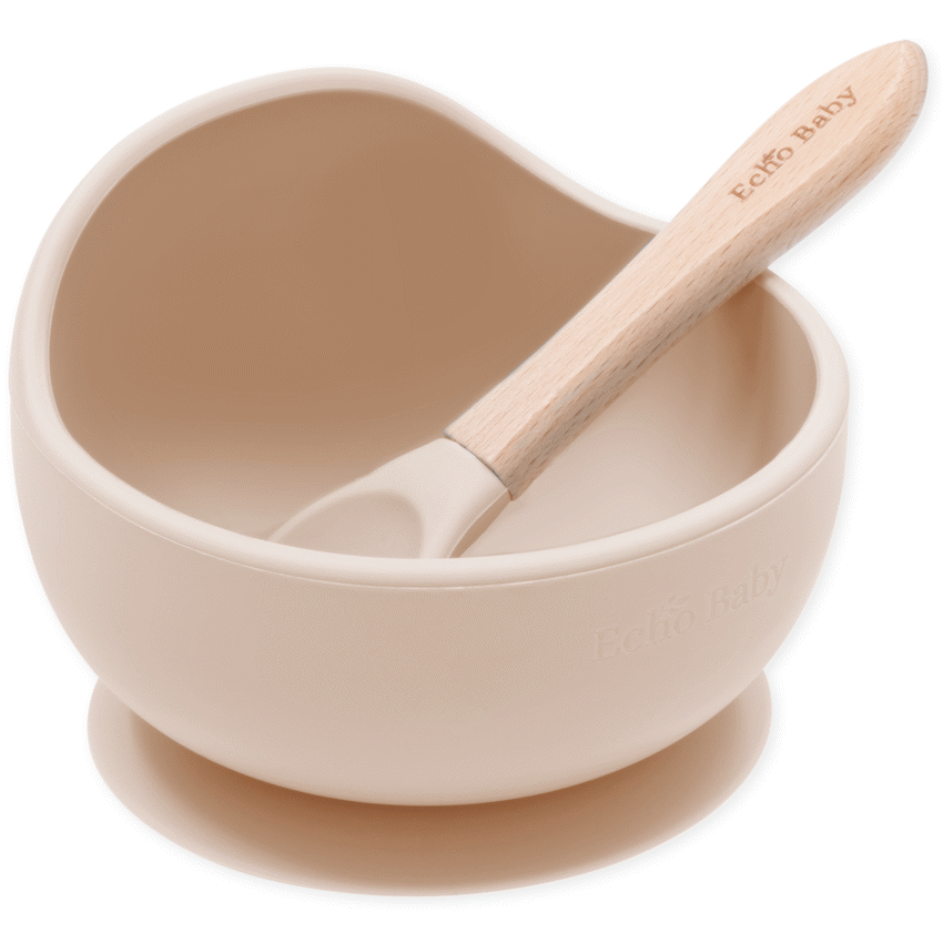 Echo Baby Silicone Suction Bowl and Spoon Set - Ivory