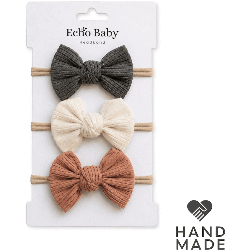 Echo Baby Bow Headbands - Set of 3 (Pebble, Amber, Stone)