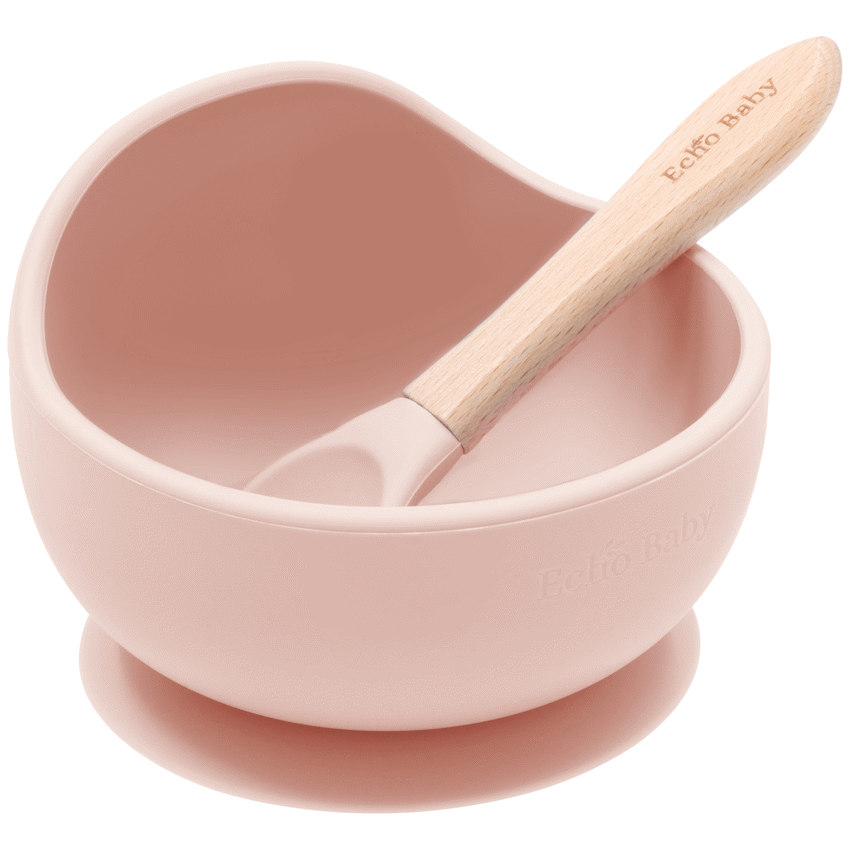 Echo Baby Silicone Suction Bowl and Spoon Set - Rose