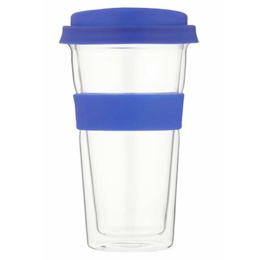 Snappy Thermal Glass Tumbler 400ml Blue ( Order in Qty of 6)