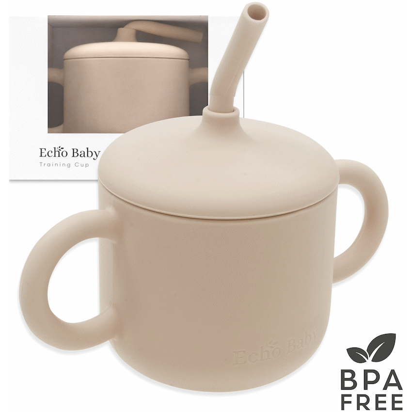 Echo Baby Silicone Training Cup with Straw - Ivory