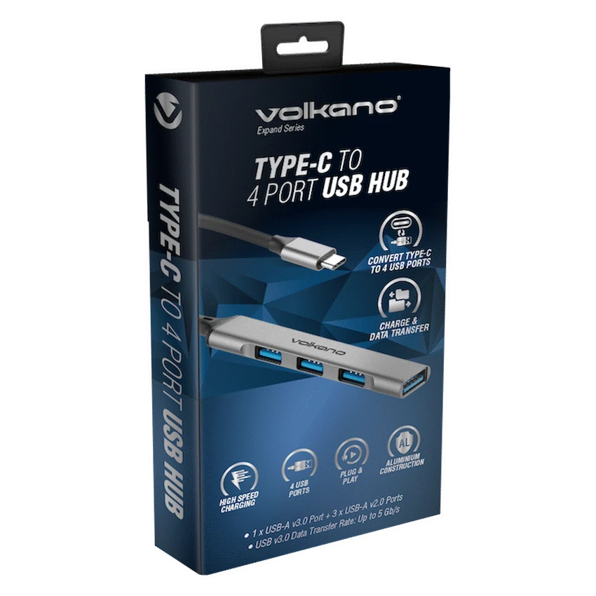 Volkano Expand Series Type C To 4 Port Usb Hub - Everyday Elektronics South Africa