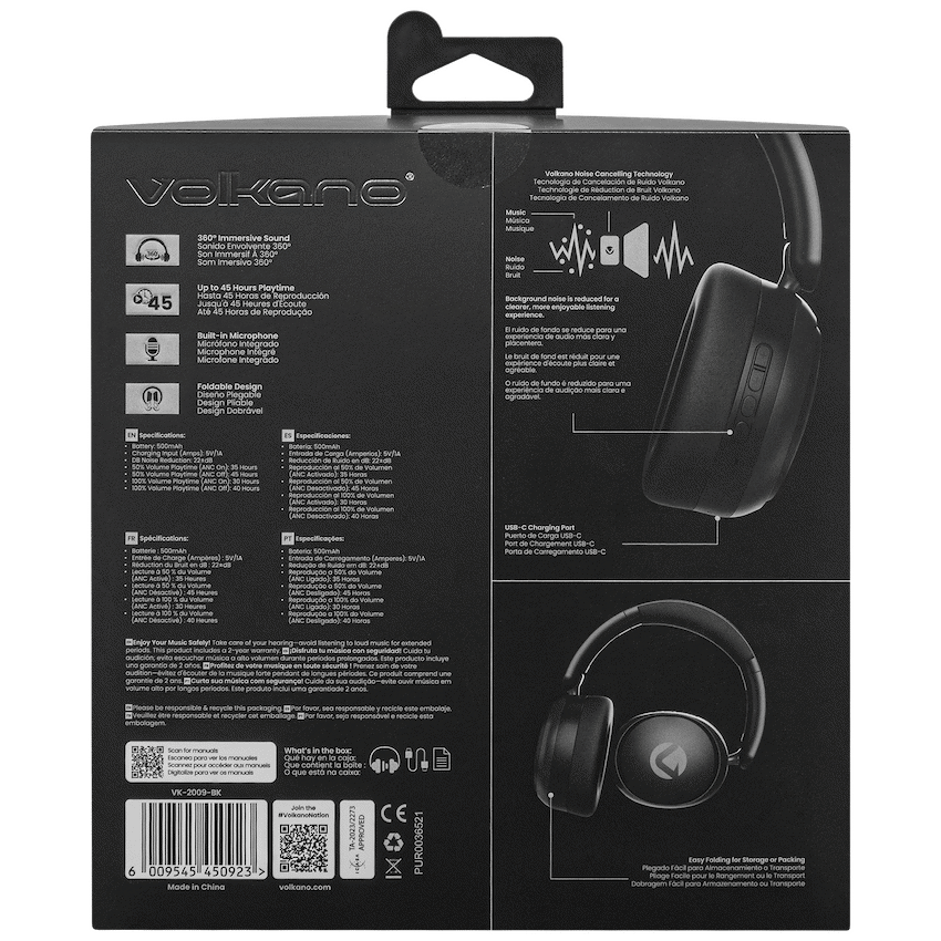 Volkano Lexi Bluetooth Headphone with ANC - Black