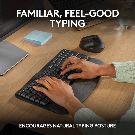 Logitech(R) Wave Keys Wireless Ergonomic Keyboard - Graphite