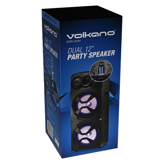 Volkano Griffin Series Dual 12" Party Speaker - Black