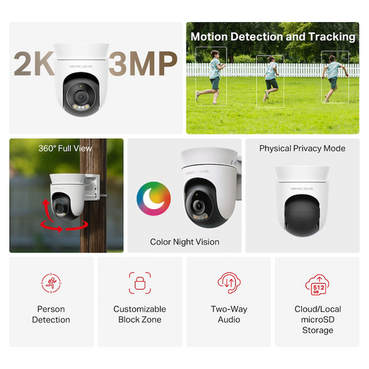 TP-Link Mercusys Outdoor Pan/Tilt Security Wi-Fi Camera