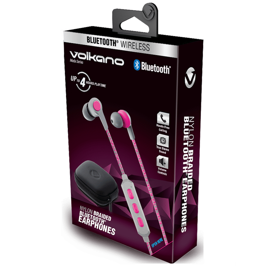 Volkano Moda - Nylon Bluetooth Earphones with Carry Case - PK
