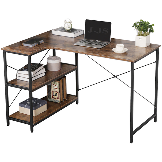 Everfurn Anthony L-Shaped Corner Work Desk - Steel Frame