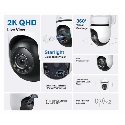 TP-Link Tapo C520WS 4MP 2K QHD Outdoor Pan/Tilt Security Wi-Fi Camera